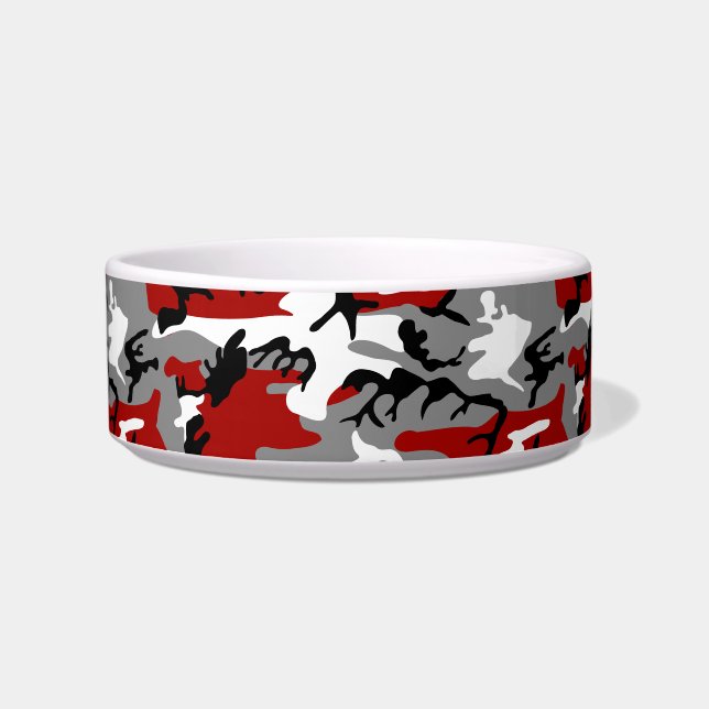 Red and Grey Camouflage, Military, Army Bowl (Front)
