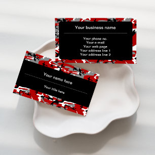 Red and Grey Camouflage, Military, Army Business Card