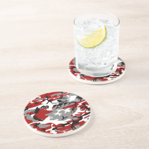 Red and Grey Camouflage, Military, Army Coaster