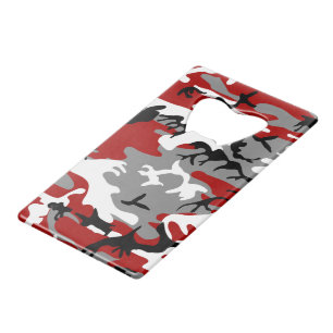 Red and Grey Camouflage, Military, Army Credit Card Bottle Opener