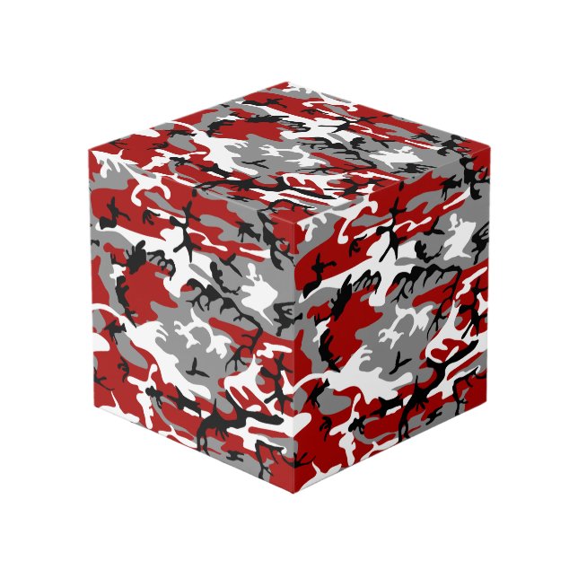 Red and Grey Camouflage, Military, Army Cube (Front Angled)