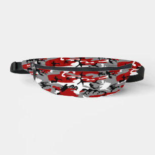 Red and Grey Camouflage, Military, Army Fanny Pack