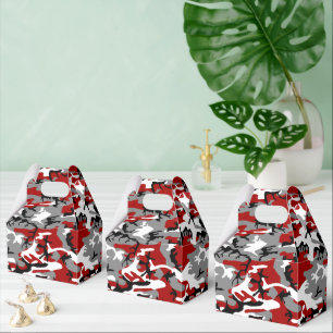 Red and Grey Camouflage, Military, Army Favor Box