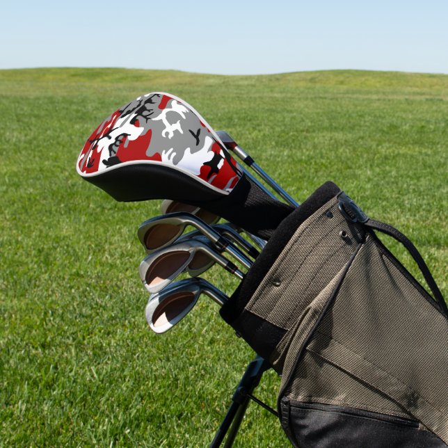 Red and Grey Camouflage, Military, Army Golf Head Cover (In Situ)