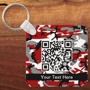 Red and Grey Camouflage, Military, Army Keychain
