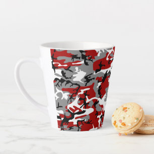 Red and Grey Camouflage, Military, Army Latte Mug