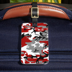 Red and Grey Camouflage, Military, Army Luggage Tag