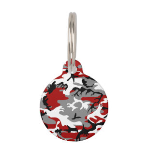 Red and Grey Camouflage, Military, Army Pet Tag