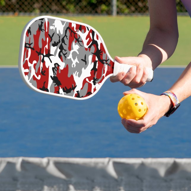Red and Grey Camouflage, Military, Army Pickleball Paddle (Insitu)