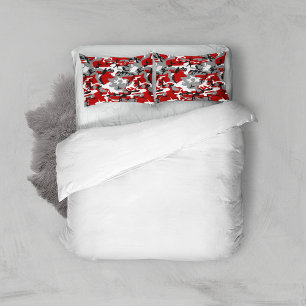 Red and Grey Camouflage, Military, Army Pillowcase