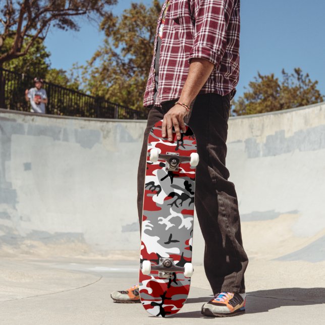 Red and Grey Camouflage, Military, Army Skateboard (Outdoor 2)