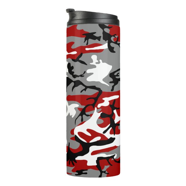 Red and Grey Camouflage, Military, Army Thermal Tumbler (Rotated Right)