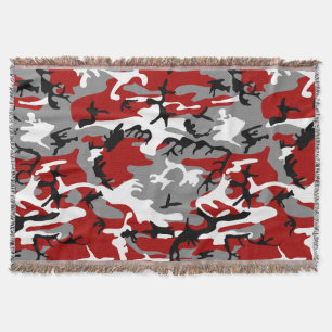 Red and Grey Camouflage, Military, Army Throw Blanket