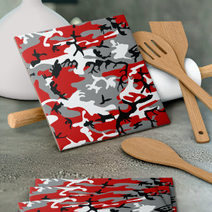 Red and Grey Camouflage, Military, Army Tile