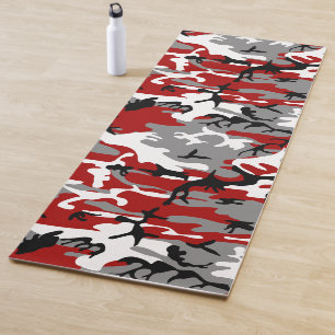 Red and Grey Camouflage, Military, Army Yoga Mat