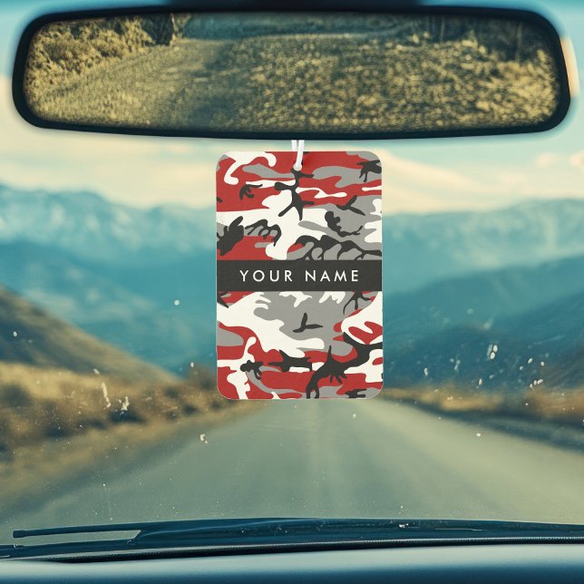 Red and Grey Camouflage Your name Personalize Air Freshener (Creator Uploaded)
