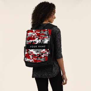 Red and Grey Camouflage Your name Personalize Backpack