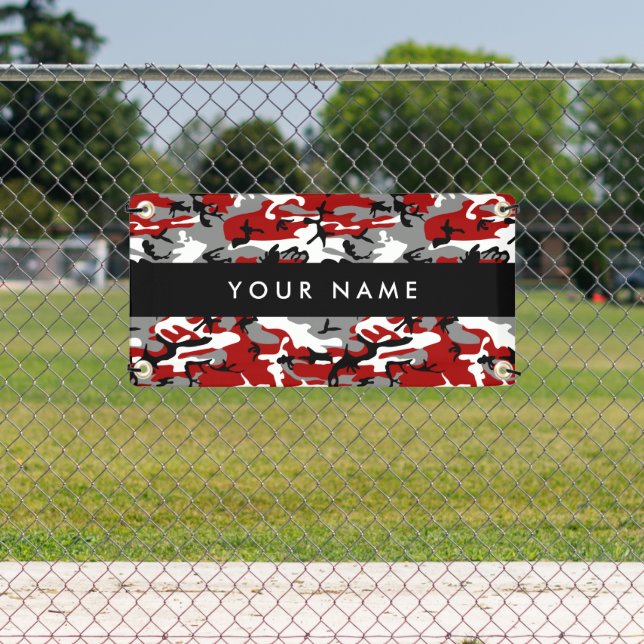 Red and Grey Camouflage Your name Personalize Banner (Insitu)