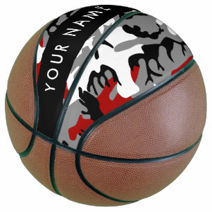 Red and Grey Camouflage Your name Personalize Basketball