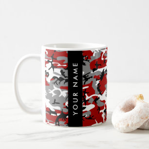 Red and Grey Camouflage Your name Personalize Coffee Mug