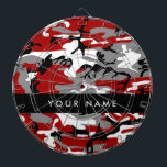 Red and Grey Camouflage Your name Personalize Dartboard<br><div class="desc">Elegant,  stylish and sophisticated camouflage pattern in red and grey colour. Modern and trendy gift,  perfect for the military lover in your life. Personalize by adding your name,  nickname,  monogram or initials.</div>