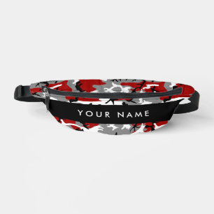 Red and Grey Camouflage Your name Personalize Fanny Pack