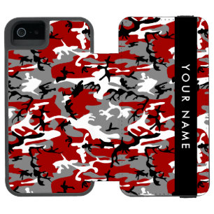 Red and Grey Camouflage Your name Personalize Incipio Watson™ iPhone 5 Wallet Case