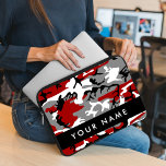 Red and Grey Camouflage Your name Personalize Laptop Sleeve<br><div class="desc">Elegant,  stylish and sophisticated camouflage pattern in red and grey colour. Modern and trendy gift,  perfect for the military lover in your life. Personalize by adding your name,  nickname,  monogram or initials.</div>