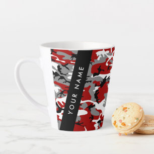 Red and Grey Camouflage Your name Personalize Latte Mug