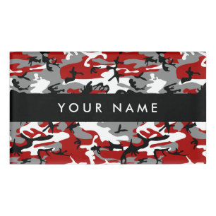 Red and Grey Camouflage Your name Personalize Name Tag
