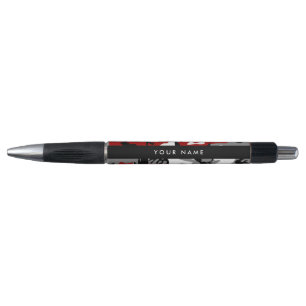 Red and Grey Camouflage Your name Personalize Pen