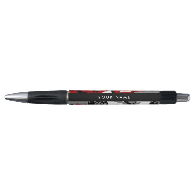 Red and Grey Camouflage Your name Personalize Pen (Front)