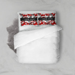 Red and Grey Camouflage Your name Personalize Pillowcase