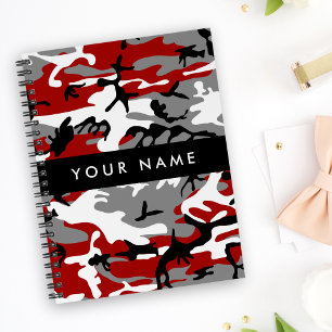 Red and Grey Camouflage Your name Personalize Planner