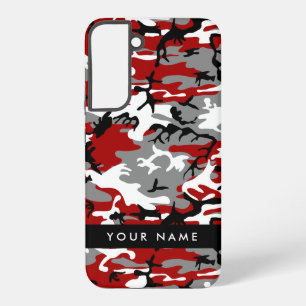 Red and Grey Camouflage Your name Personalize Samsung Galaxy Case