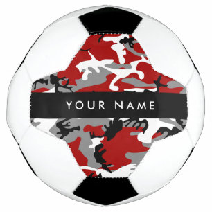 Red and Grey Camouflage Your name Personalize Soccer Ball