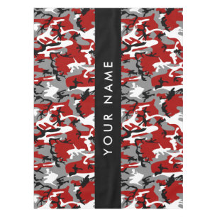 Red and Grey Camouflage Your name Personalize Tablecloth