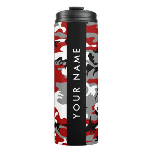 Red and Grey Camouflage Your name Personalize Thermal Tumbler