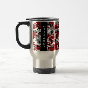 Red and Grey Camouflage Your name Personalize Travel Mug