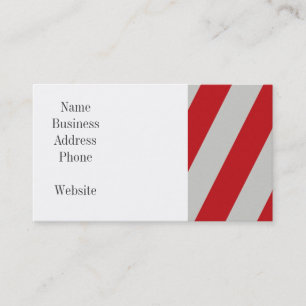 Red and Grey Candy Cane Diagonal Stripes Pattern Business Card