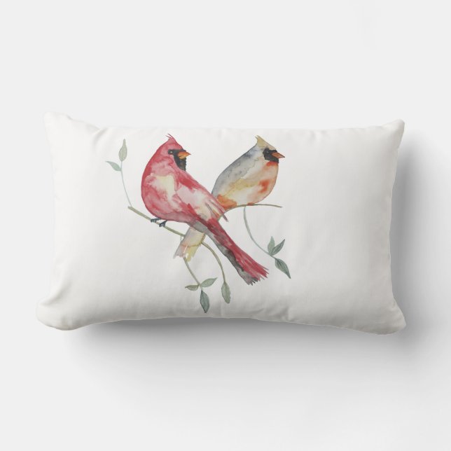 Red and Grey Cardinal birds patio pillow (Front)