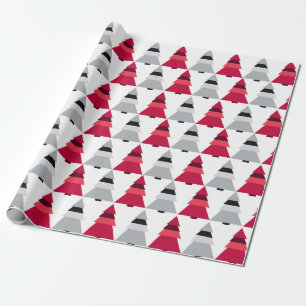 Red and Grey Christmas Trees Gift Wrapping Paper