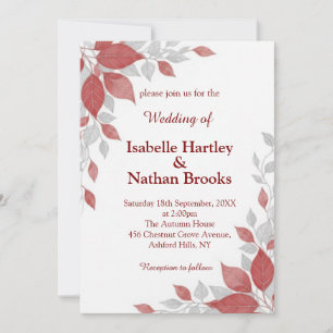 Red and Grey Fall Wedding Invitation