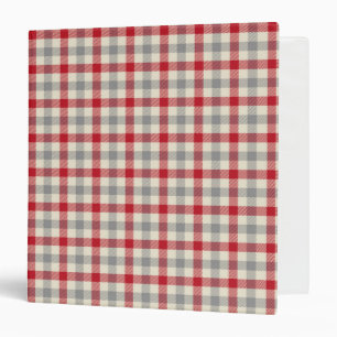 Red and grey farm style plaid binder