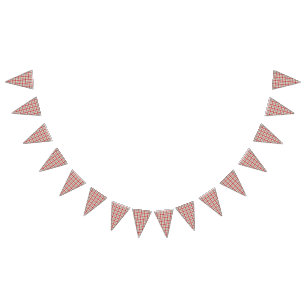 Red and grey farm style plaid bunting flags