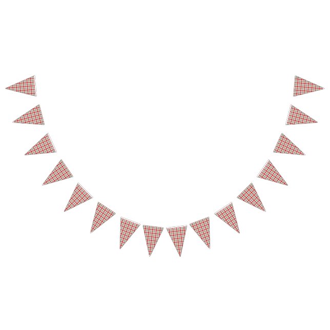 Red and grey farm style plaid bunting flags (All)