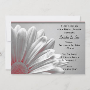 Red and Grey Floral Highlights Bridal Shower Invitation