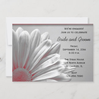 Red and Grey Floral Highlights Engagement Party Invitation