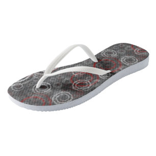 Red and Grey Geometric Abstract Flip Flops