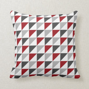 Red and Grey Geometric Throw Pillow